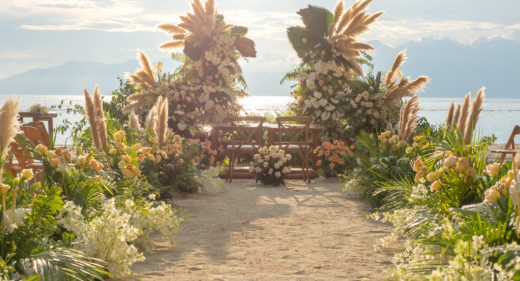 Boho beach wedding ceremony
