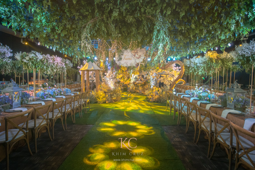 flower fairy birthday party enchanted forest feel setup by Khim Cruz