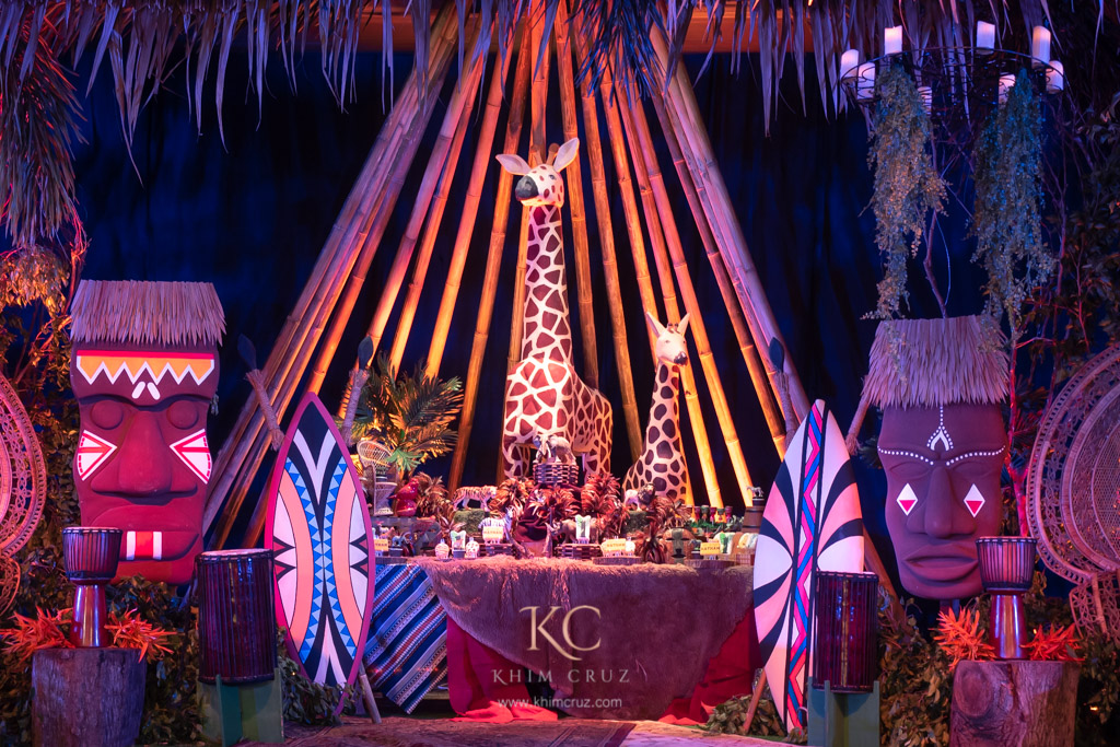tribal safari theme birthday party dessert table by Khim Cruz