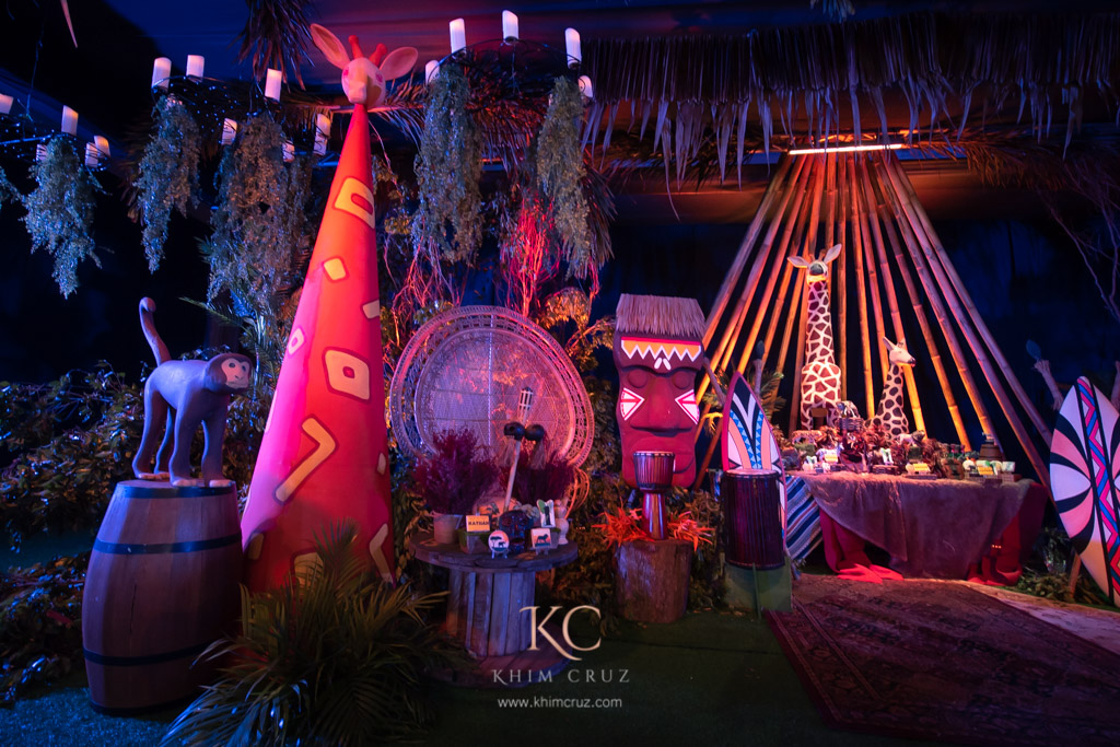 tribal safari theme kid's birthday party setup by Khim Cruz