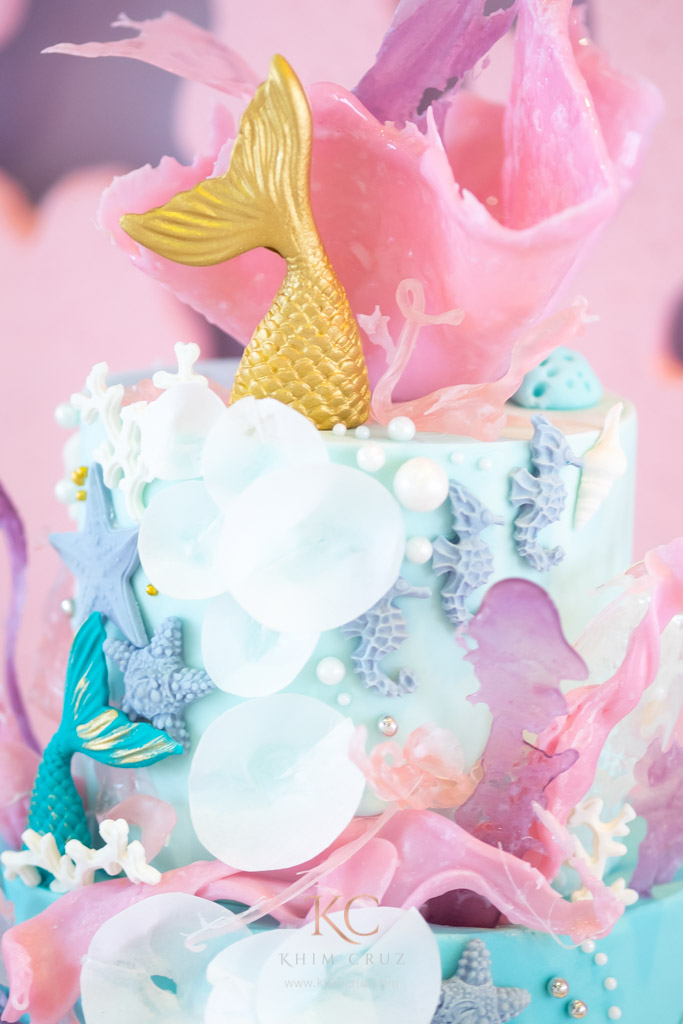 under the sea theme baptismal cake details