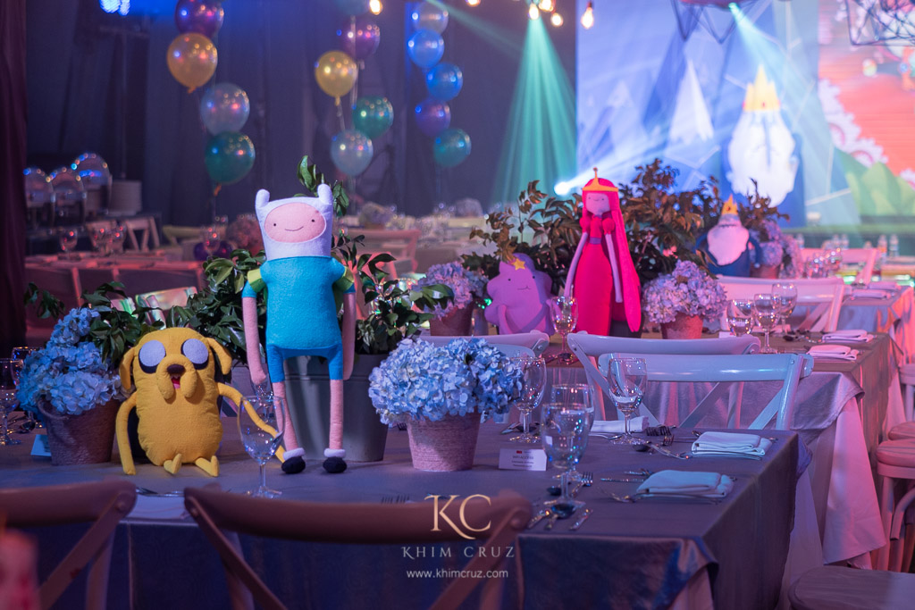 Adventure Time birthday party plush table centerpieces