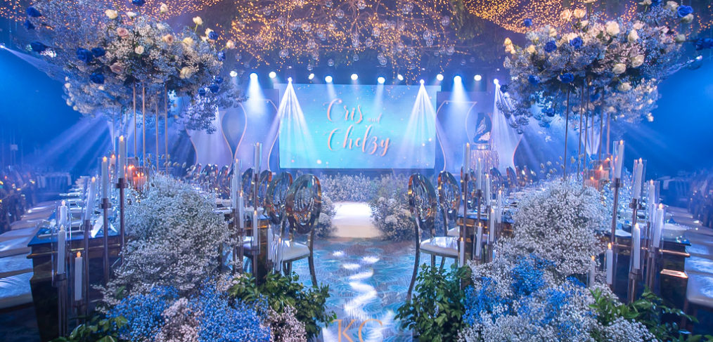 A starry night themed wedding reception
