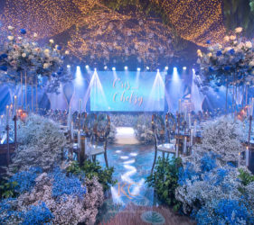 A starry night themed wedding reception