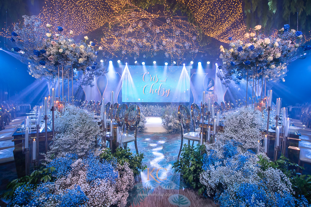A starry night themed wedding reception