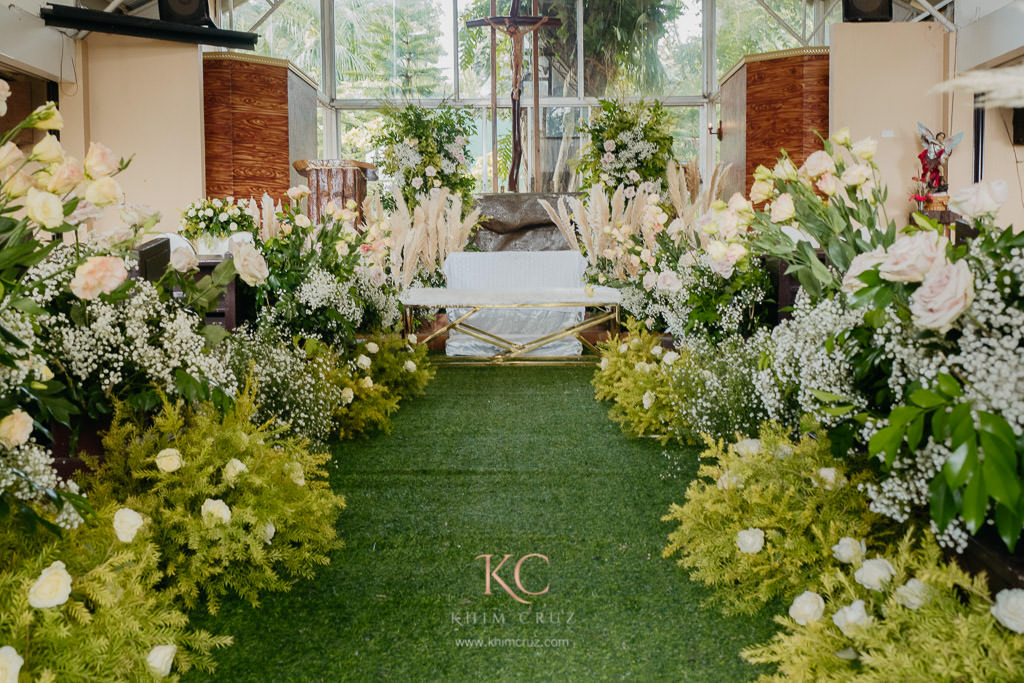 boho garden wedding ceremony aisle by Khim Cruz