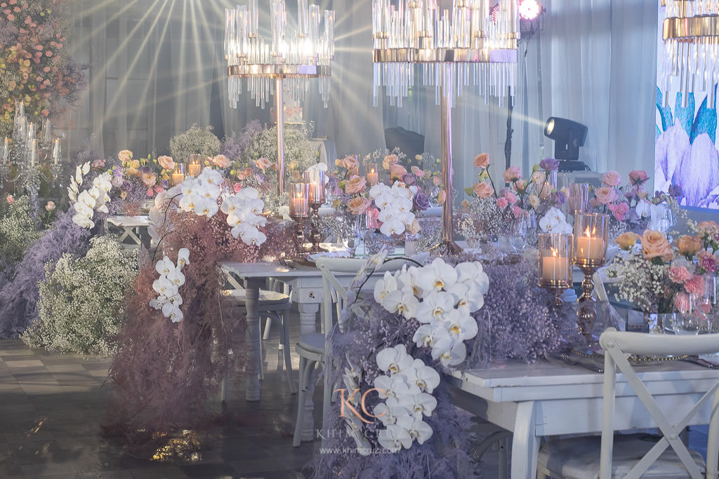 justines pastel destination wedding reception floral table centerpiece by Khim Cruz.
