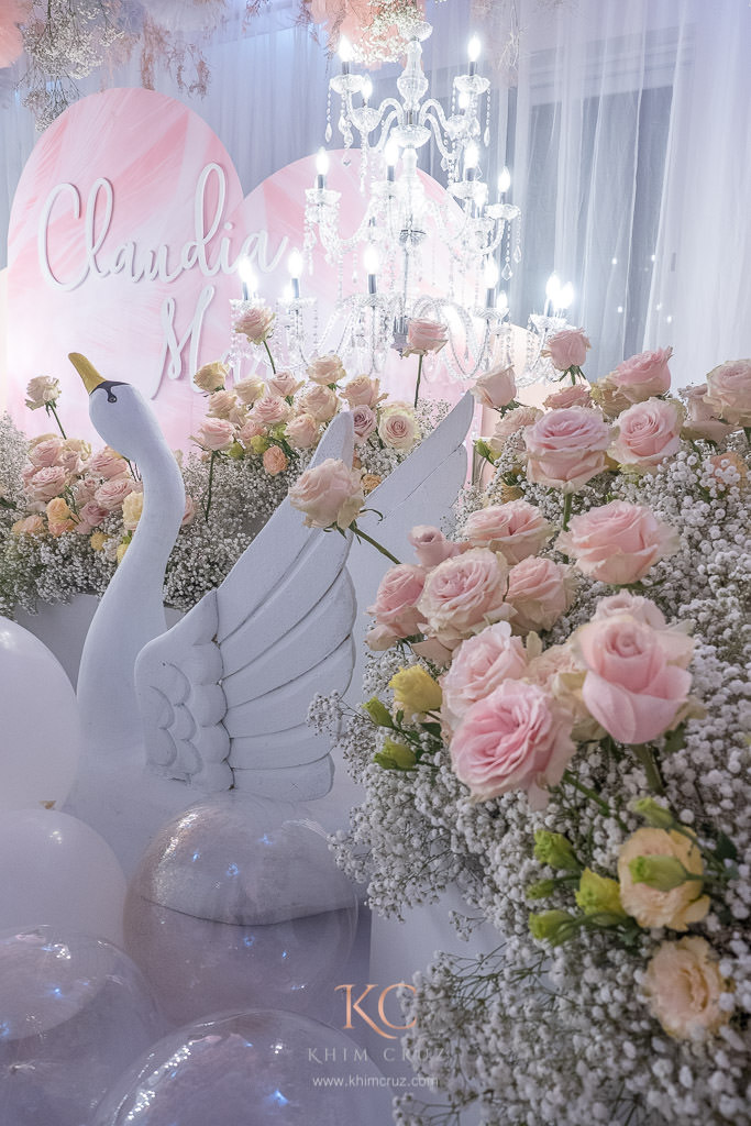 swan intimate birthday floral design by Khim Cruz