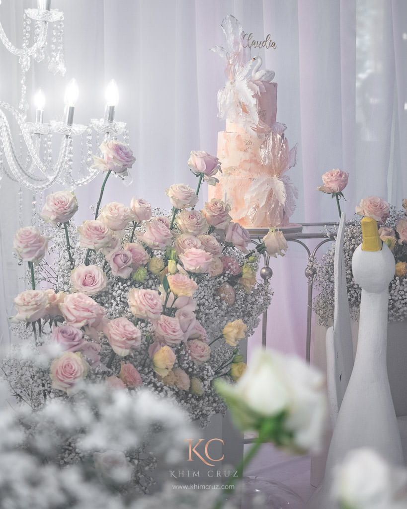 swan intimate birthday with cake design floral by Khim Cruz