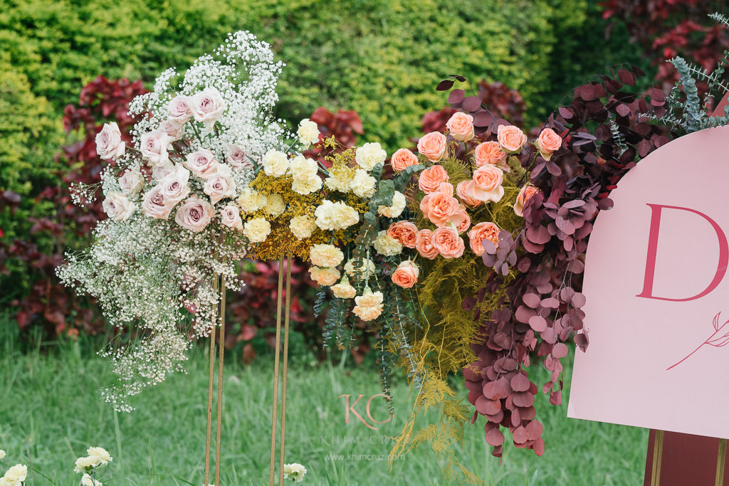 dreamy wedding cocktail floral photowall of Demer & Ysa by Khim Cruz