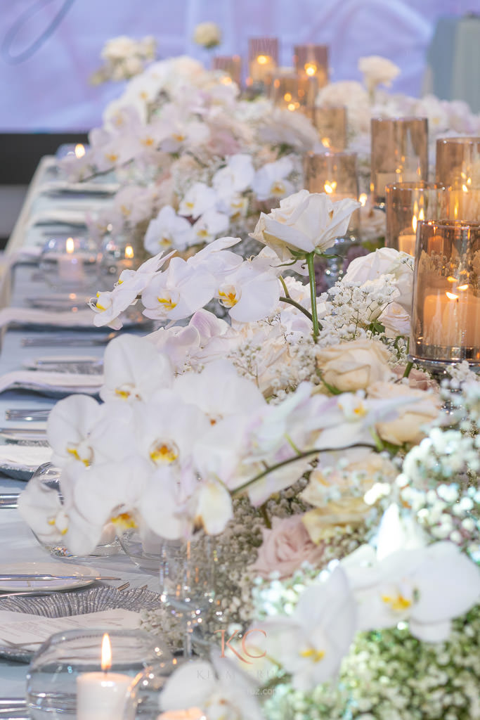 elegant wedding of Gnar & Jhoanna table centerpiece floral details styled by Khim Cruz