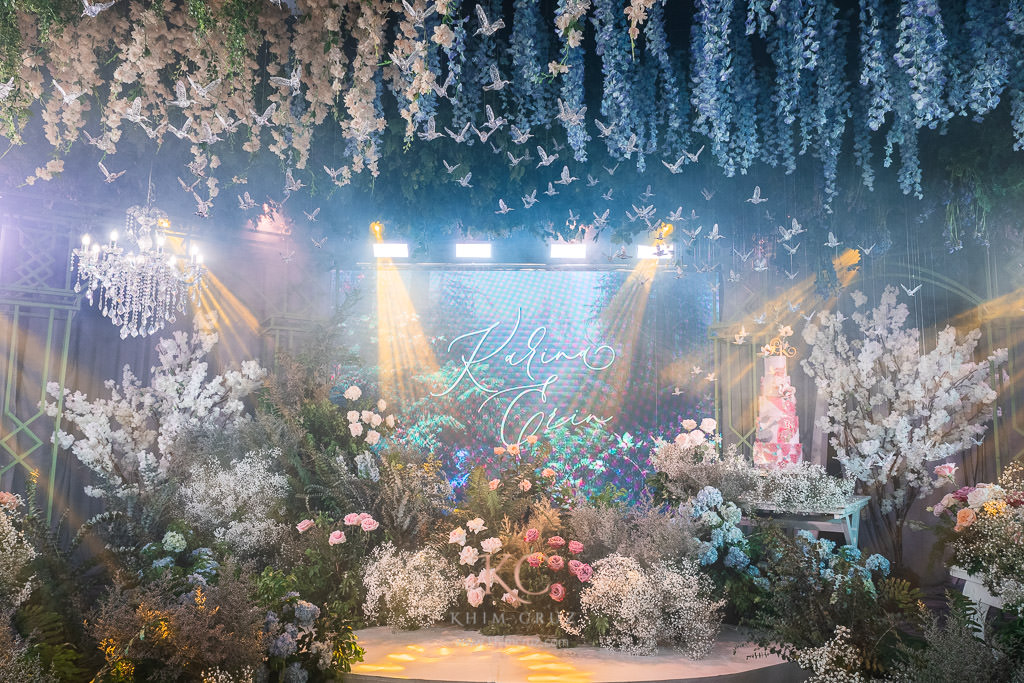 floral forest theme debut stage designed by Khim Cruz