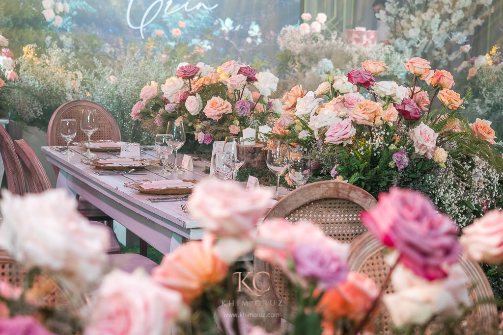 floral forest theme debut table centerpieces by Khim Cruz