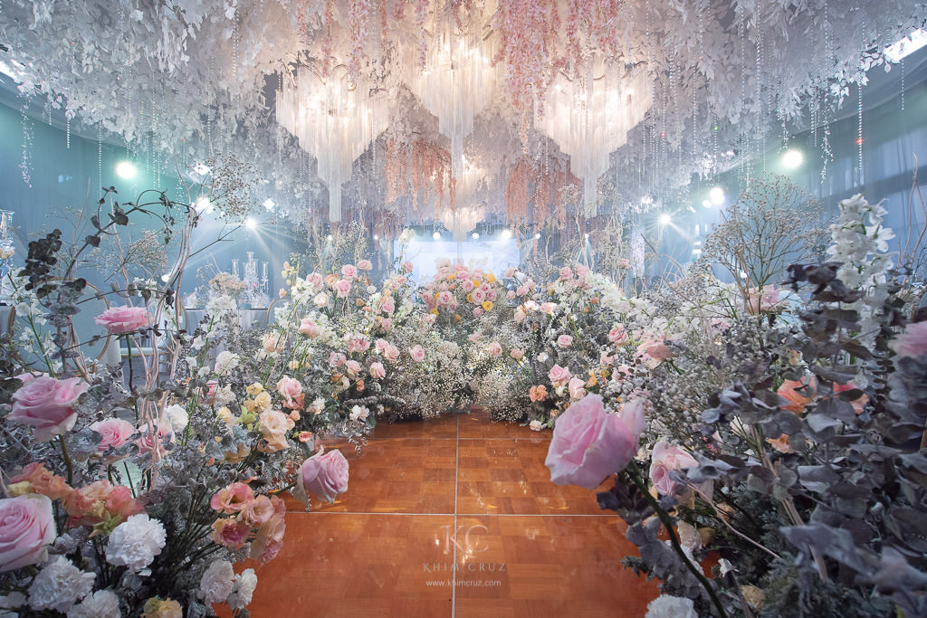 elegant sophisticated destination wedding for Ryan & Mika floral dance floor by Khim Cruz