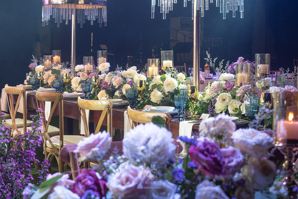Adam and Pie khimscaped garden wedding in Gensan tablescape flowers by Khim Cruz