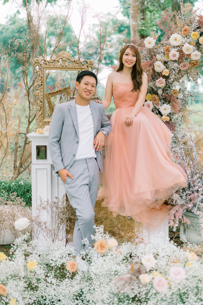 ethereal and old soul pre-wedding photoshoot setup for EJ and Jaira floral design by Khim Cruz