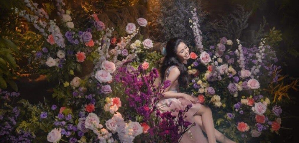 mythical forest pre-debut photoshoot for Karina floral arragement by Khim Cruz