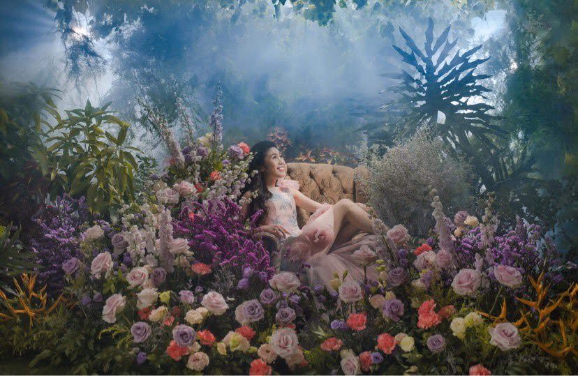 mythical forest pre-debut photoshoot for Karina flower details setup by Khim Cruz