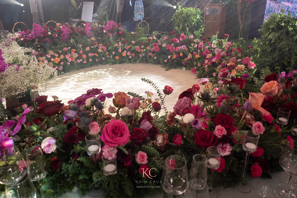 outdoor romantic nature feel wedding for Karlo & Nica dance floor floral decor by Khim Cruz