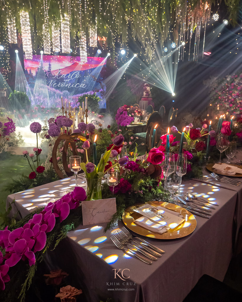 outdoor romantic nature feel wedding for Karlo & Nica guest table setup by Khim Cruz