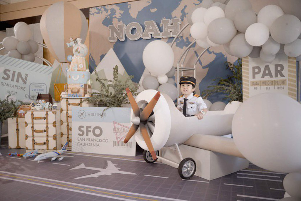 airplane aviator theme kids birthday photoshoot of Noah designed by Khim Cruz