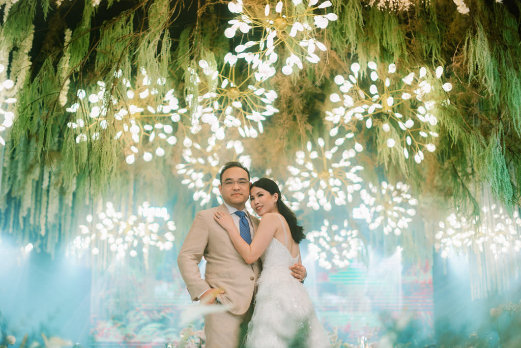 muted elegance wedding of Kirk and Michele against beautiful ceiling design by Khim Cruz