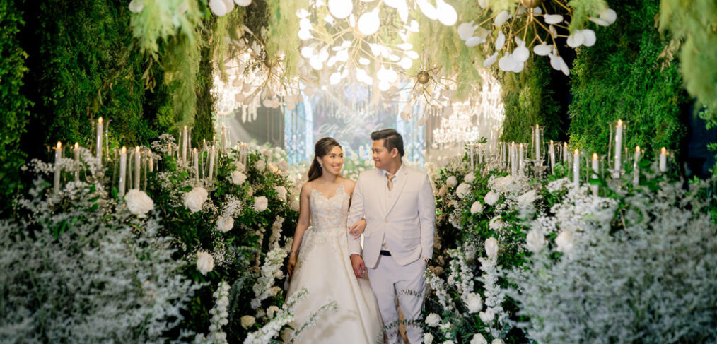 florals and lush greens rustic elegance wedding entrance tunnel of Ceejay and Christine styled by Khim Cruz