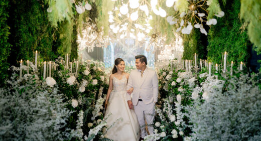 florals and lush greens rustic elegance wedding entrance tunnel of Ceejay and Christine styled by Khim Cruz