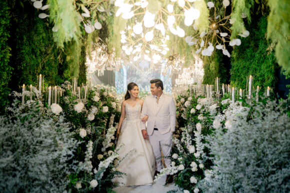 florals and lush greens rustic elegance wedding entrance tunnel of Ceejay and Christine styled by Khim Cruz