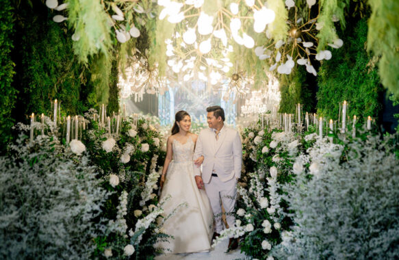 florals and lush greens rustic elegance wedding entrance tunnel of Ceejay and Christine styled by Khim Cruz
