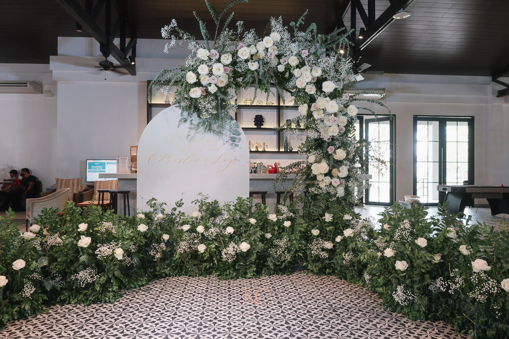 florals and lush greens rustic elegance wedding photowall of Ceejay and Christine designed by Khim Cruz