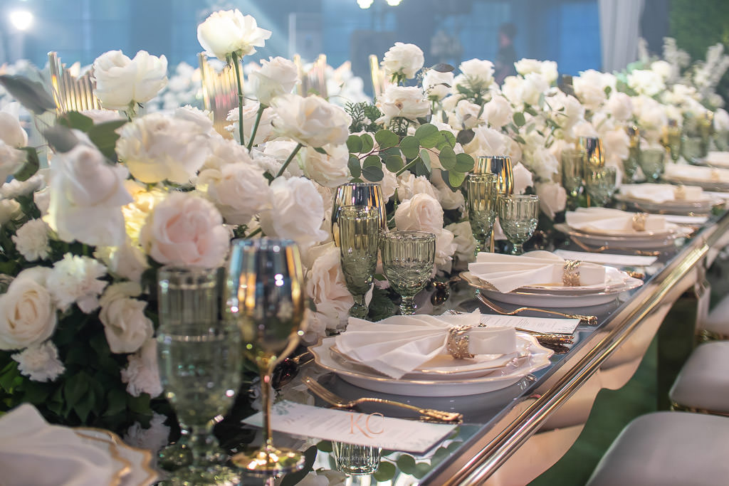 florals and lush greens rustic elegance wedding reception of Ceejay and Christine presidential table floral setup by Khim Cruz