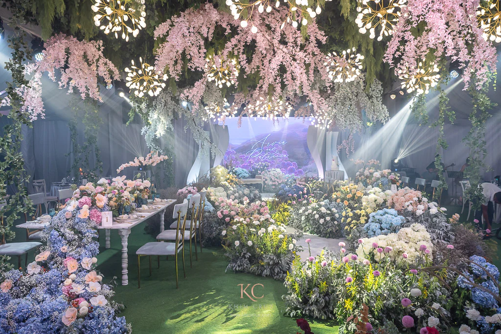 a modern-feel garden themed wedding reception for Arvin and Patricia event design by Khim Cruz