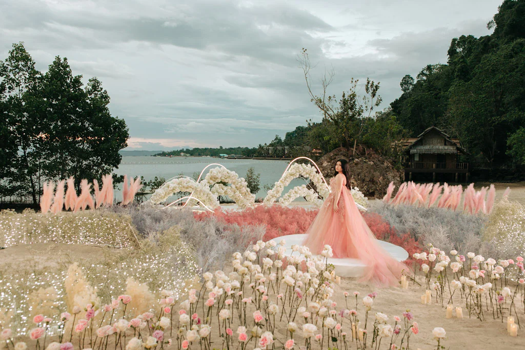 ethereal sophisticated modern debut 18th birthday party of Alesi floral landscape stage design by Khim Cruz