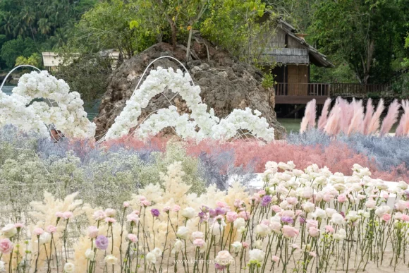 ethereal sophisticated modern debut 18th birthday party of Alesi flower field floralscape by event stylist Khim Cruz