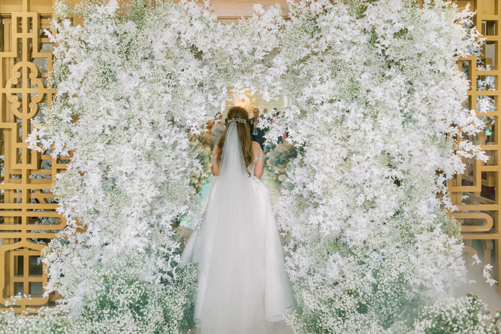 bridal entrance sophisticated elegant wedding ceremony entrance floral arch