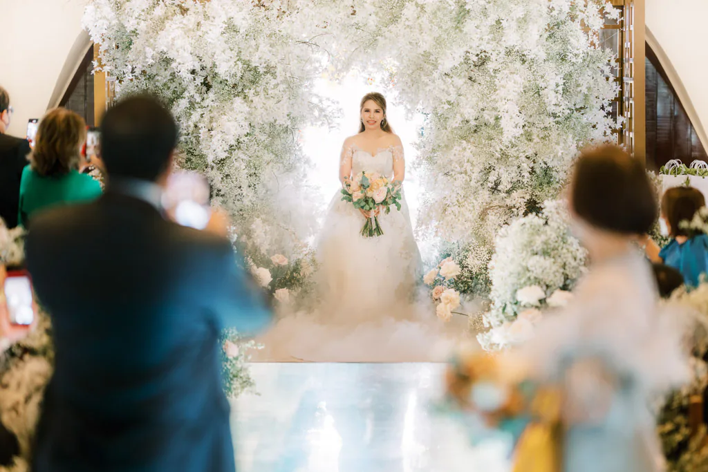 bride entering her sophisticated elegant wedding ceremony