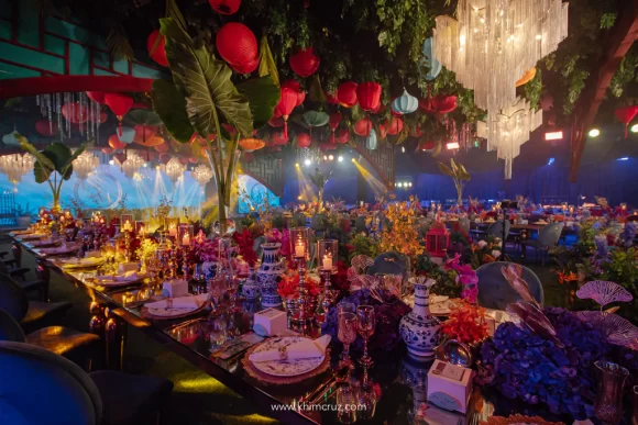 Crazy Rich Asians wedding reception head table setup floral design details designed by Khim Cruz