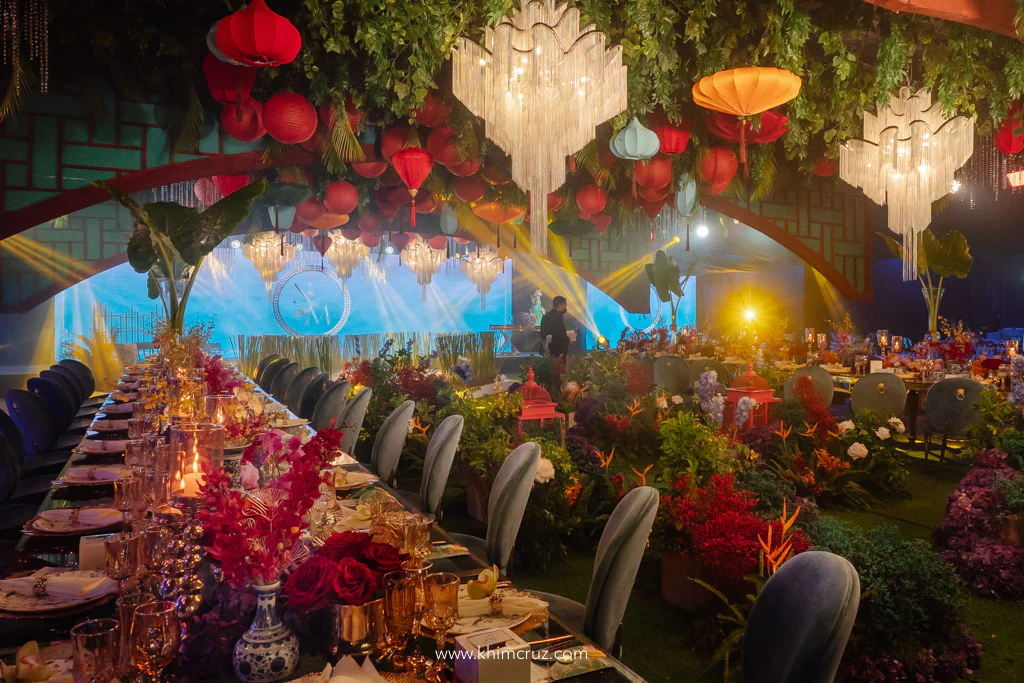 Crazy Rich Asians wedding reception with traditional oriental elements