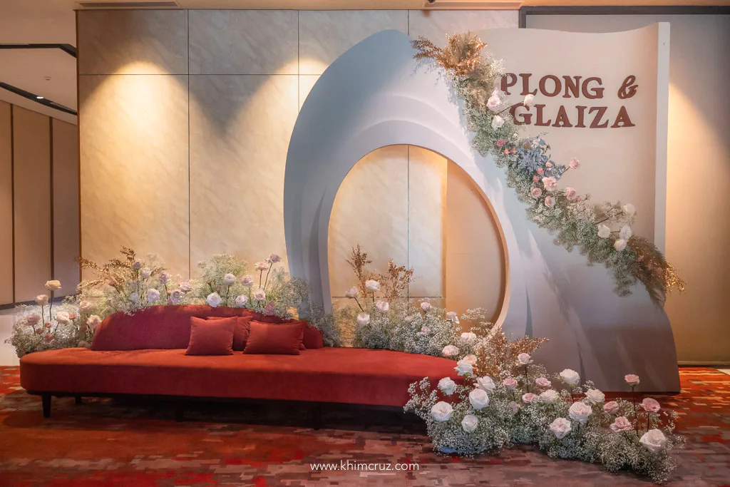 elegant wedding photowall for Plong and Galiza designed by Khim Cruz