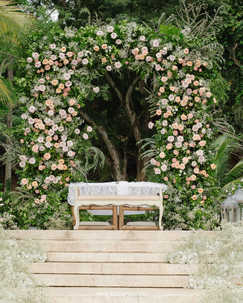 outdoor dreamy wedding ceremony frontal arch for Uzziel and Patricia