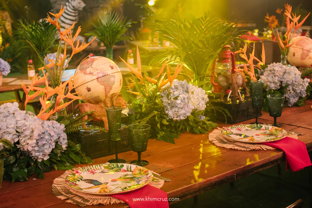 safari expedition themed birthday party table settings