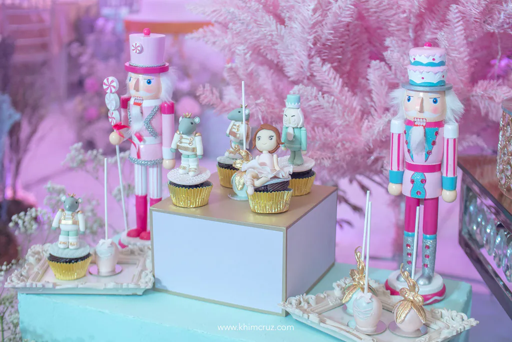 ballerina nutcracker theme birthday party of Mishka customized themed cupcakes
