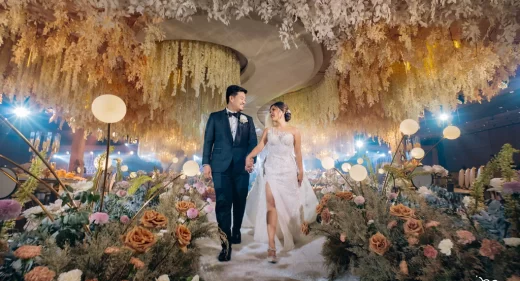 elegant wedding reception of Plong and Glaiza couple on center stage styled by Khim Cruz