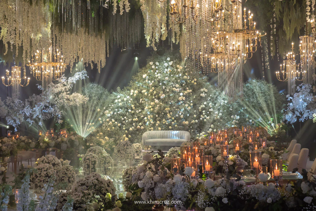 Nikah wedding ceremony of Datu Pax Ali and Bai Shari 30 feet wide floral wall backdrop by Khim Cruz