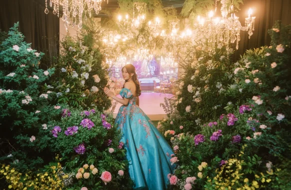 disney enchanted inspired 18th birthday debut of Tristine entrance tunnel florals by florist Khim Cruz