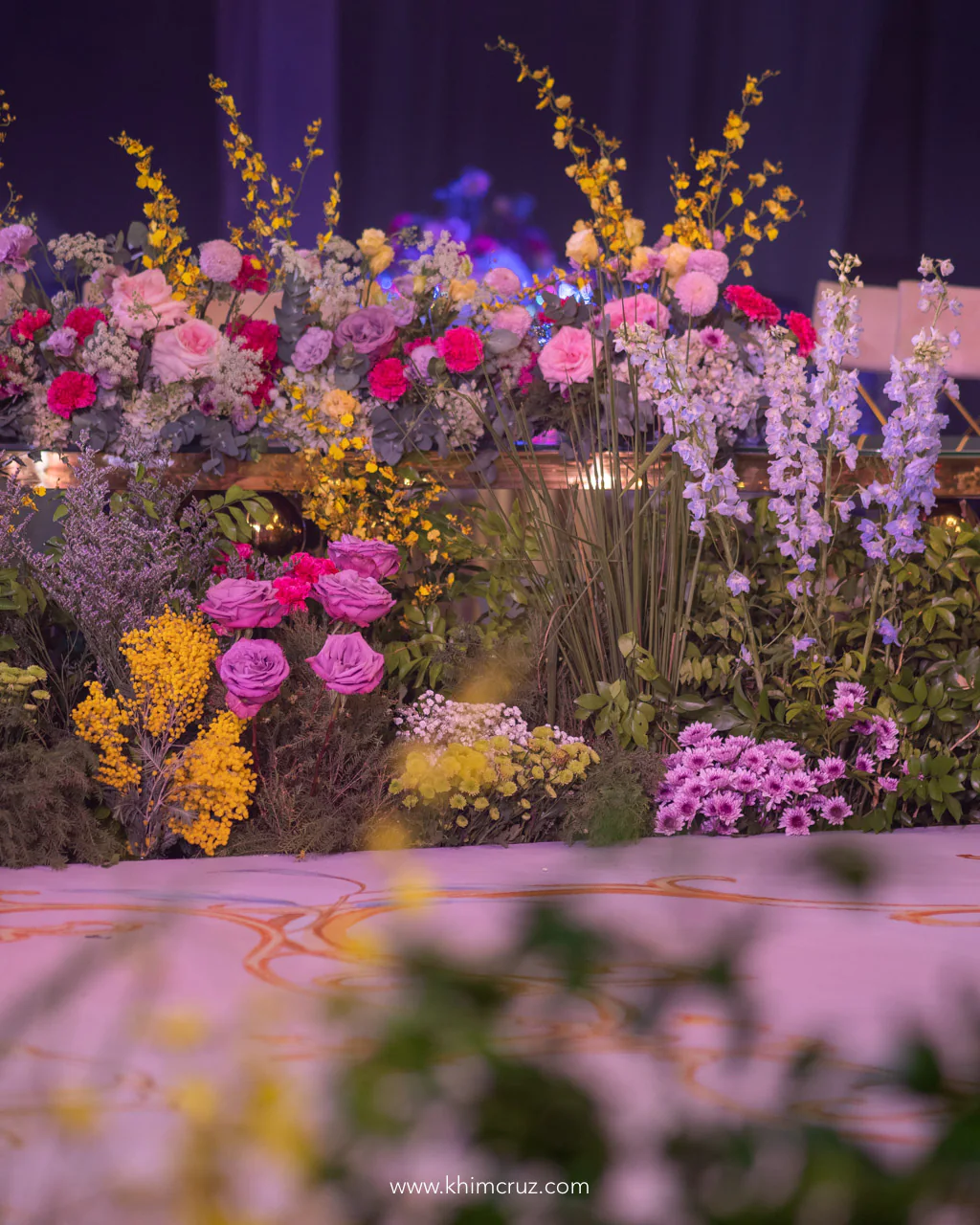 disney enchanted movie inspired 18th birthday debut central park floral landscape detail by Khim Cruz