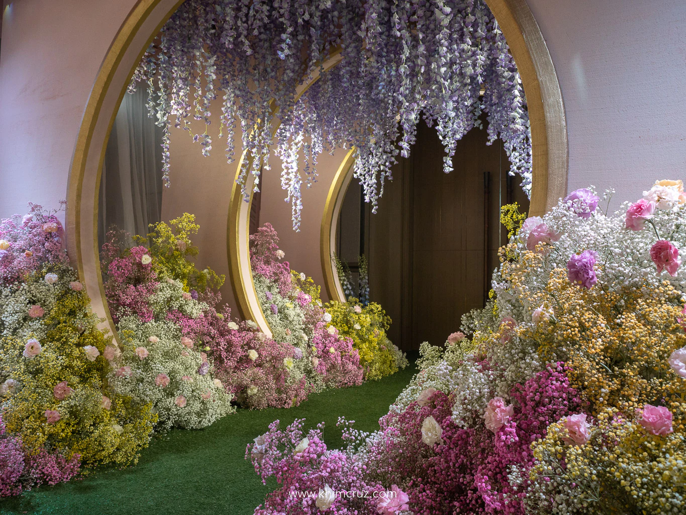 Japanese garden tunnel entrance for a wedding reception by Khim Cruz