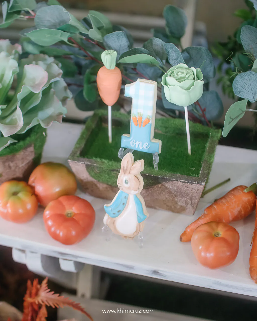Peter Rabbit cupcakes and desserts with vegetables props
