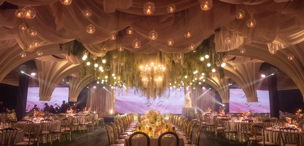 modern old-world wedding reception design by event designer Khim Cruz